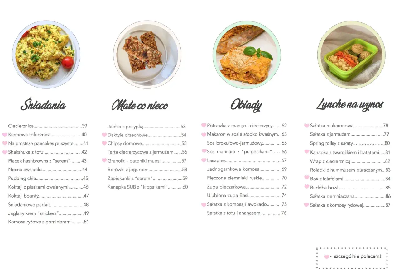 Menu z propozycjami co jeść lekkostrawnego: śniadania, małe co nieco, obiady i lunche na wynos.